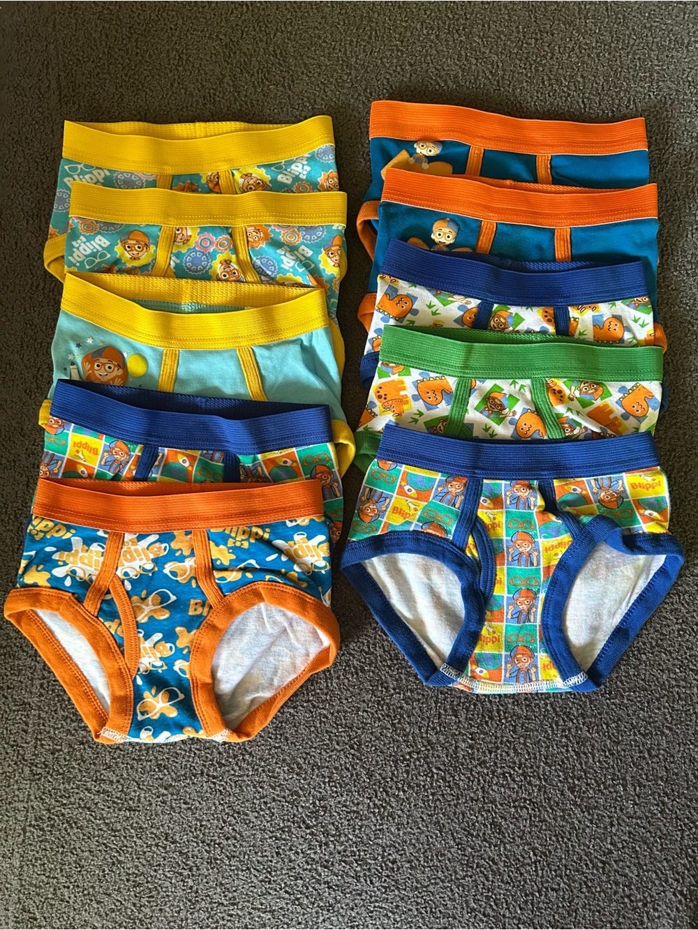 Kids' Cartoon Briefs Set - Blue, Orange, Yellow, Green